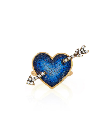 Anello Blu Heart in oro con diamanti