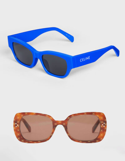 Gli occhiali Celine Monochrom blu di Prussia e modello con logo