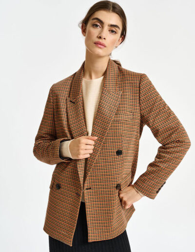 Blazer doppio petto con motivo british e taglio dritto di Essentiel Antwerp